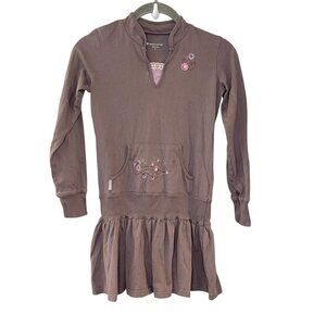 American Girl 10 Purple Floral Embroidered Kangaroo Pocket‎ Long Sleeve Dress